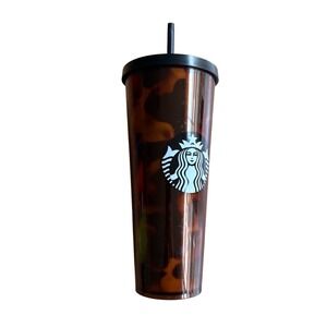 STARBUCKS *Rare* 2019 Tortoiseshell Tumbler 24 oz Venti Cold‎ Cup Brown & Black